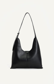 Vegan Leather Adjustable Buckle Shoulder Bag with Suedette Pouch