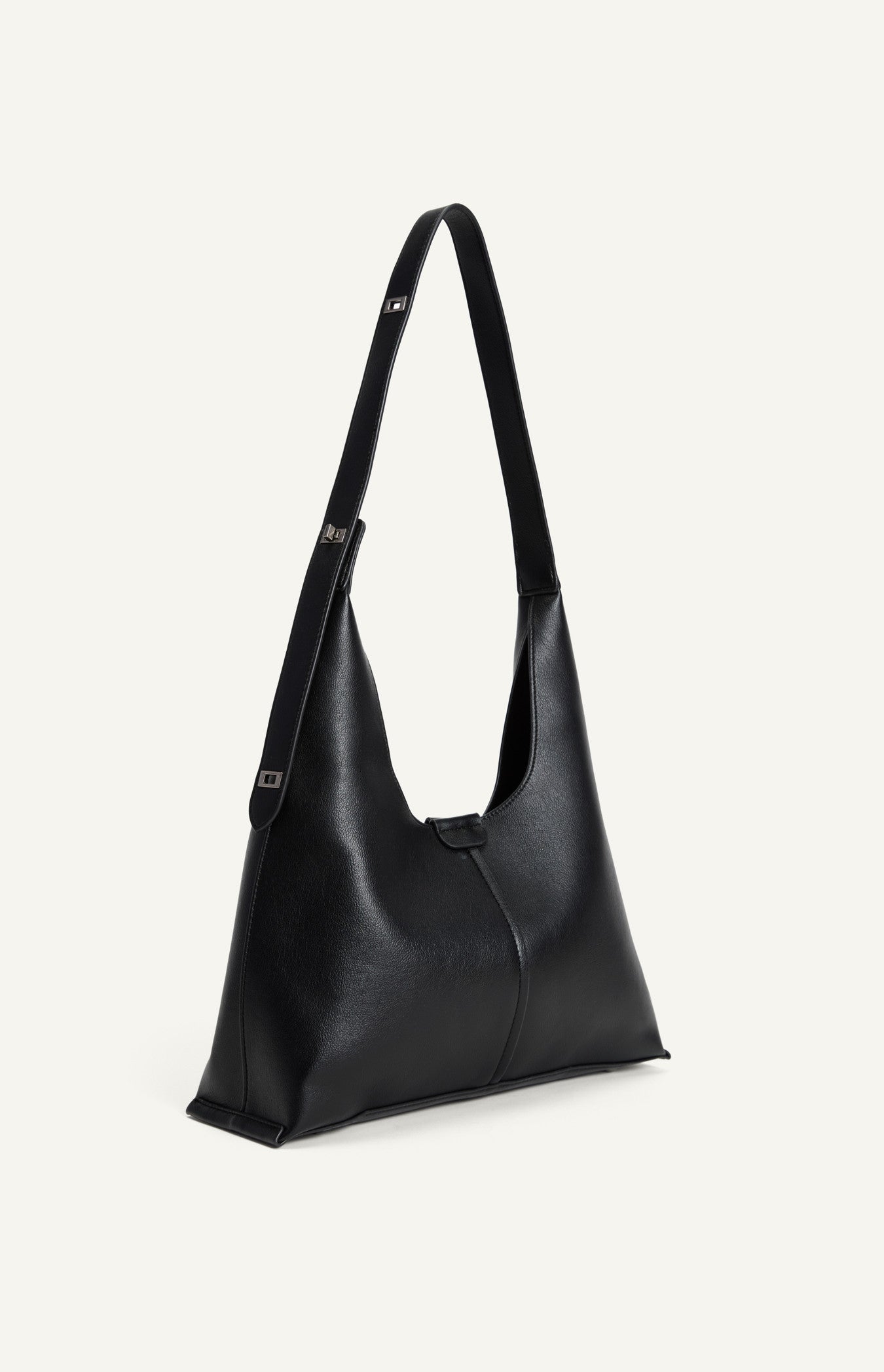 Vegan Leather Adjustable Buckle Shoulder Bag with Suedette Pouch