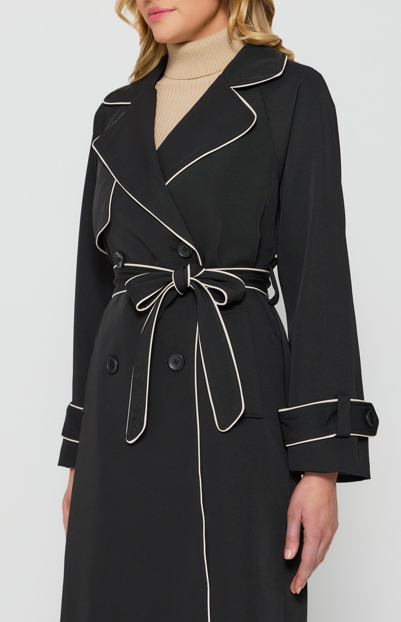 Contrast Binding Longline Trench Coat