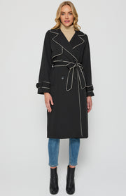 Contrast Binding Longline Trench Coat