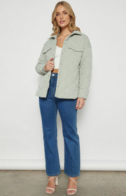Quilted Trucker Jacket with Pocket Details