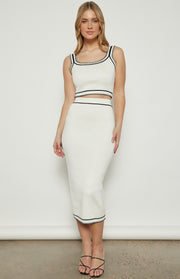 Contrast Stitch Detail Knit Top and Skirt Set