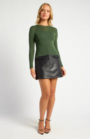 Sheer Contrast Panel Knit Top