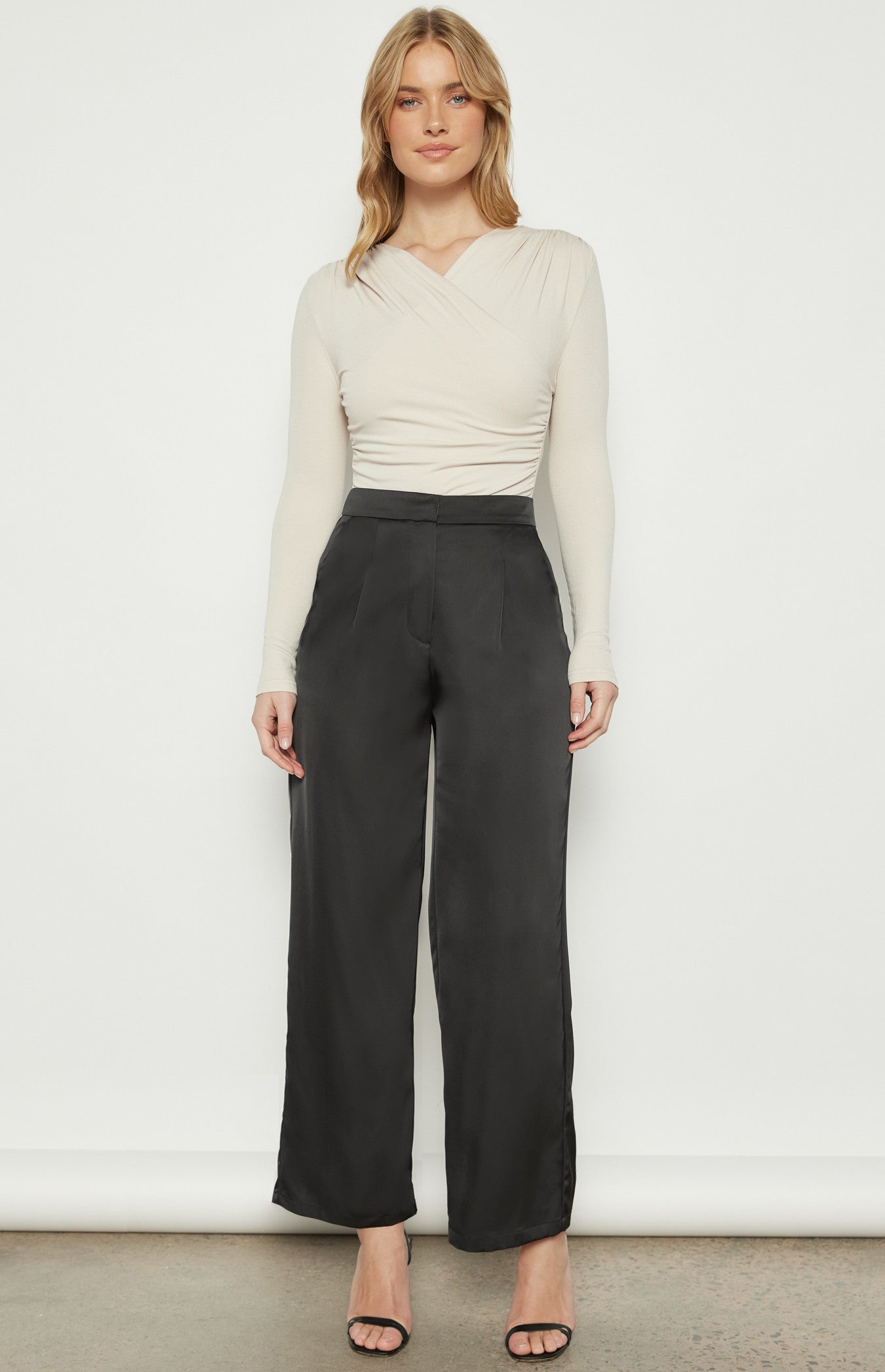High Waisted Satin Wide Leg Pants