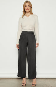 High Waisted Satin Wide Leg Pants