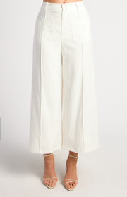 Patch Pocket Front Seam Detail Pants With Elastic Back Waist