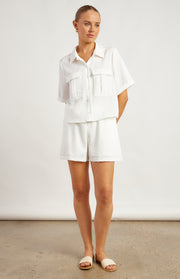 Cotton Blend Utility Pocket Detail Top and Shorts Set