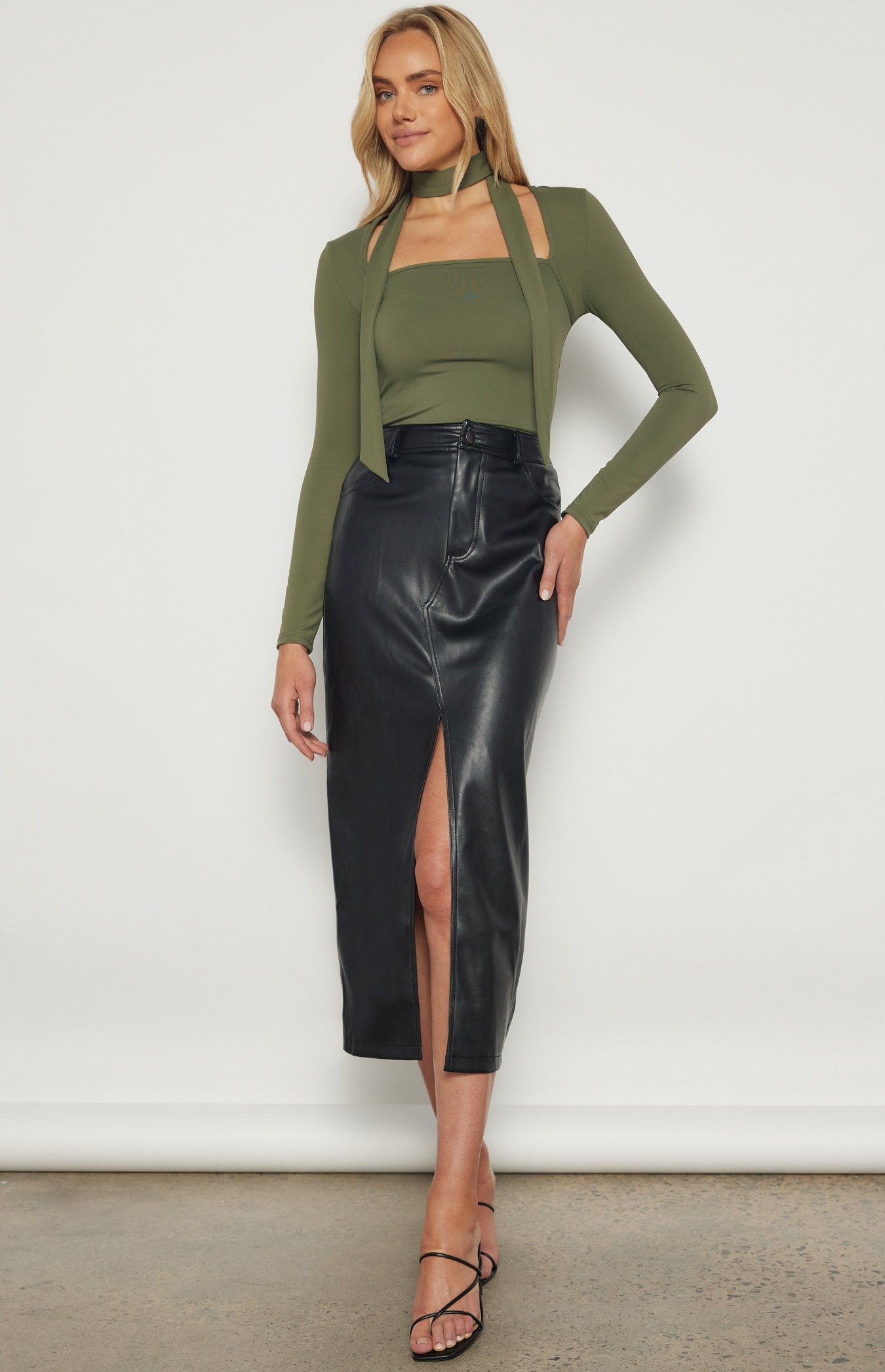 Stretch Jersey Top with Scarf Detail