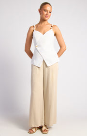 Rayon Blend Wrap Top With Multi Beaded Strap Details